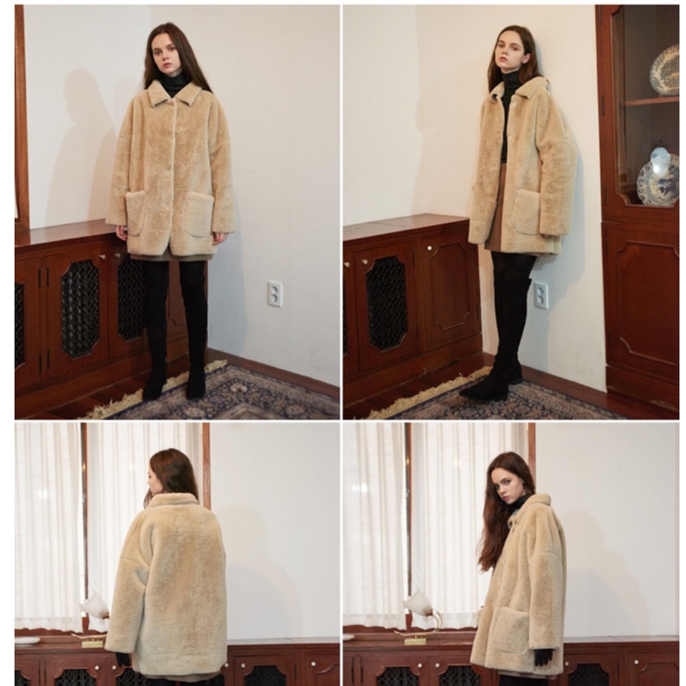 W Concept Manes Mardrid Faux Fur Coat Beige - Picture 2 of 2
